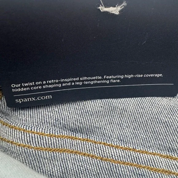 NWT Spanx Flare Jeans XL Tall Dark Wash High Rise Pull On Shaping Stretch Denim - Picture 6 of 8